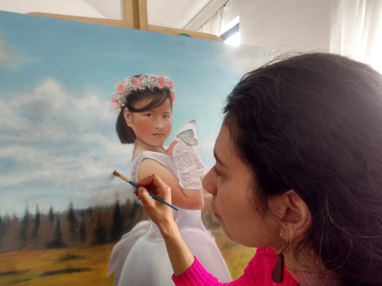 Pintando el retrato de primera comunión